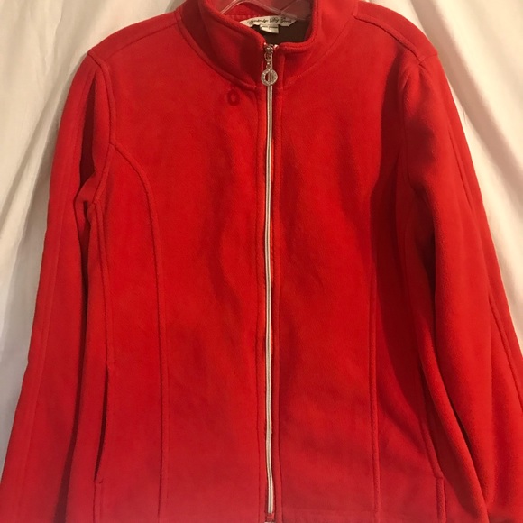 Cambridge Dry Goods red/ brown full zip fleece jacket womens large. - Picture 1 of 9